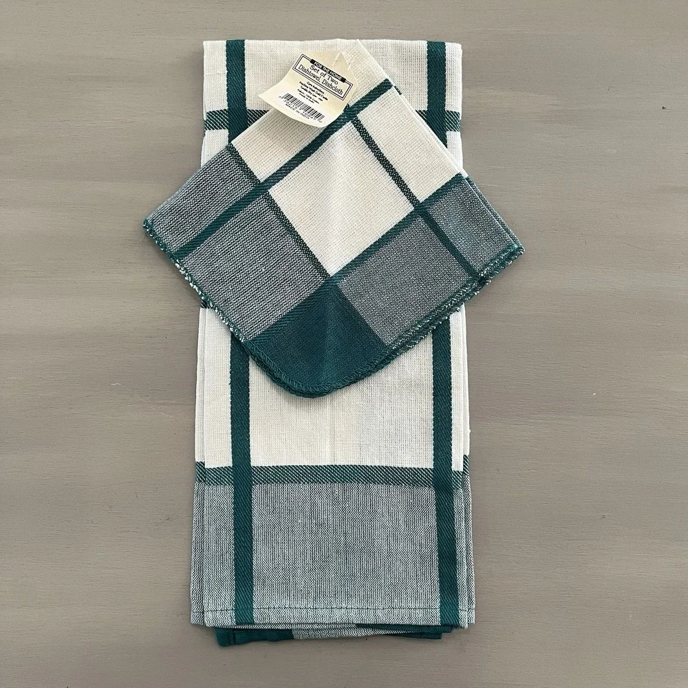 Lot Of 3 Kitchen Dishtowel Dishcloth Sets NWT Checked Country Farmhouse Linens